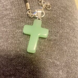 Green Cross Pendant Necklace